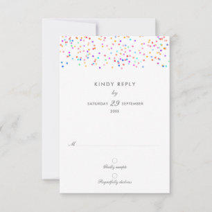 Elegant Rainbow Confetti Wedding RSVP Card
