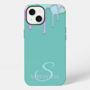 Elegant Rainbow Drips Mint Green iPhone 13 Case