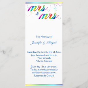 Elegant Rainbow Floral Gay Wedding Program