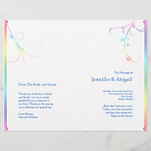 Elegant Rainbow Floral Gay Wedding Program