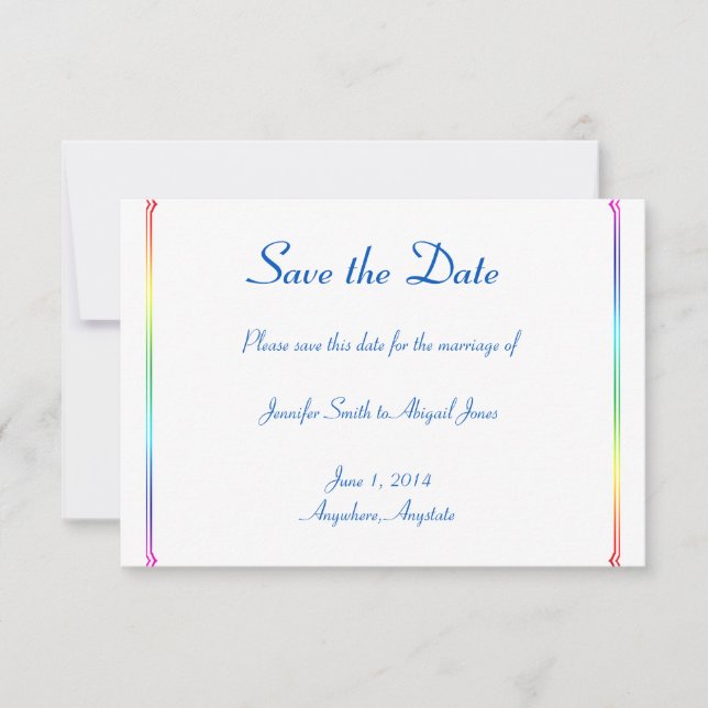 Elegant Rainbow Floral Gay Wedding Save the Date (Front)