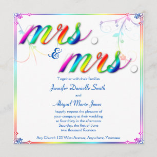 Elegant Rainbow Floral Mrs. Wedding Invitation