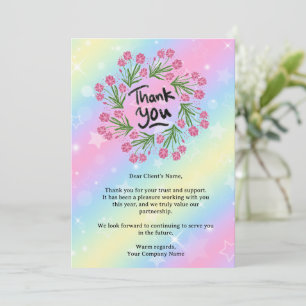 Elegant Rainbow Floral Small Business Client Thank You Card