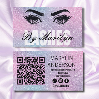 Elegant Rainbow Glitter Gradient Lash Scannable  Business Card