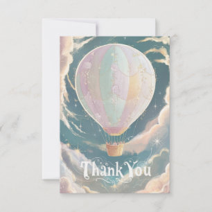 Elegant Rainbow Hot Air Balloon Thank You Card