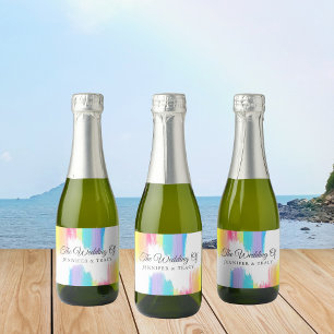Elegant Rainbow LGBTQ Wedding Personalised Mini Sparkling Wine Label