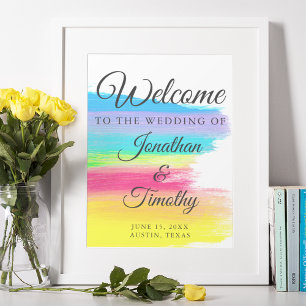Elegant Rainbow Modern LGBT Welcome to our Wedding Poster