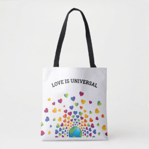 Elegant Rainbow of Hearts Design Tote Bag