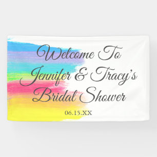 Elegant Rainbow Personalised Lesbian Bridal Shower Banner