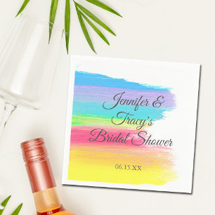 Elegant Rainbow Personalised Lesbian Bridal Shower Napkin
