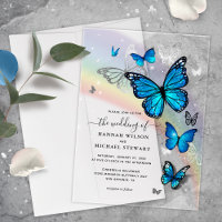 Elegant Rainbow Silver and Blue Butterfly Wedding