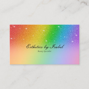 Elegant Rainbow Sparkle Aesthetician Business Card