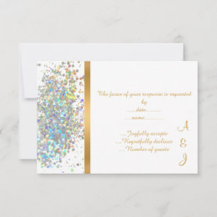 ELEGANT RAINBOW SPARKLE  GOLD CUSTOM RSVP