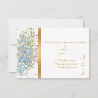 ELEGANT RAINBOW SPARKLE GOLD CUSTOM RSVP CARD
