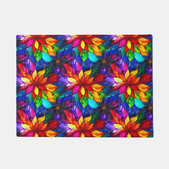 Elegant Rainbow Stained Glass Pattern Doormat (Front)