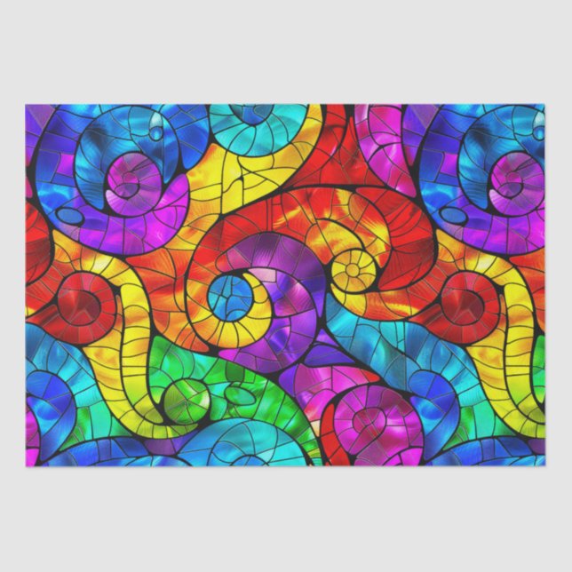 Elegant Rainbow Stained Glass Pattern Tissue Paper (Front)