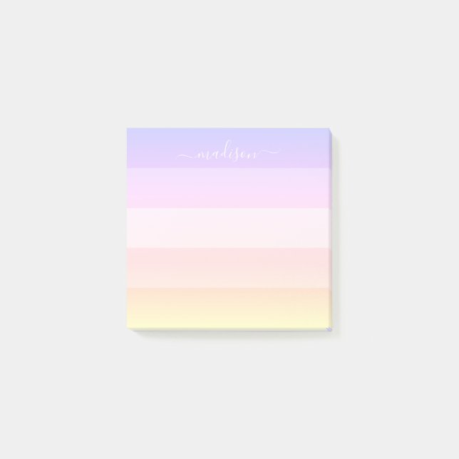 Elegant rainbow striped script name notes (Front)
