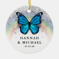 Elegant Rainbow Template Blue Butterfly Wedding