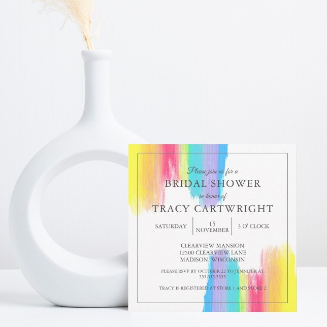 Elegant Rainbow Watercolor Modern Bridal Shower Invitation (Creator Uploaded)