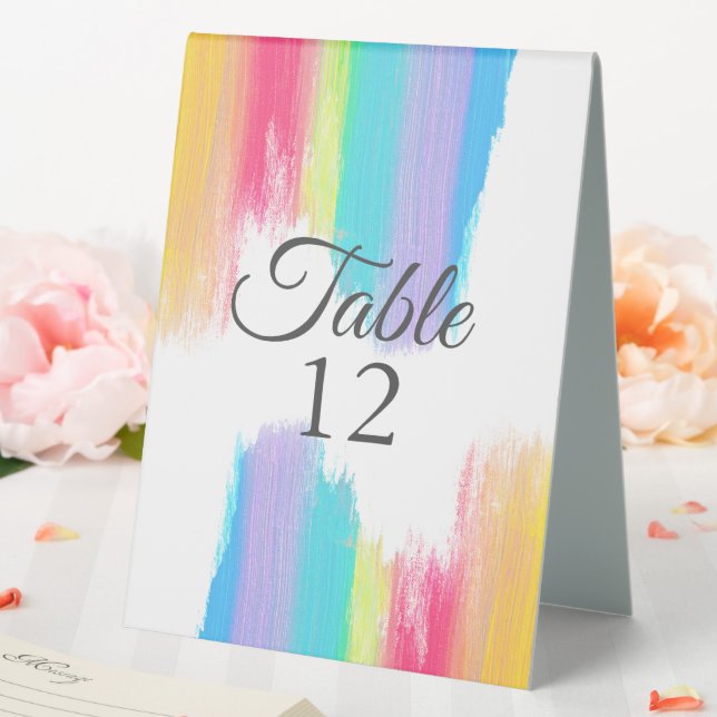 Elegant Rainbow Watercolor Wedding Table Number (In SItu (Wedding))