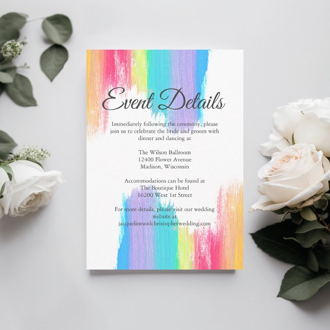 Elegant Rainbow Wedding Reception Event Details Enclosure Card (Creator Uploaded)