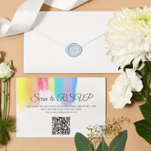 Elegant Rainbow Wedding Website QR Code RSVP Card