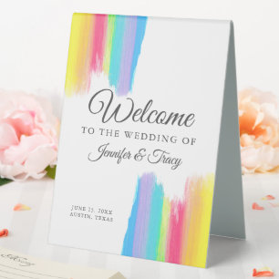 Elegant Rainbow Welcome to Our Wedding Custom