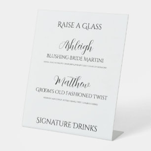 Elegant Raise a Glass Wedding Drinks Sign