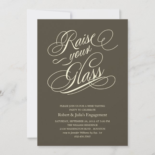 Elegant Raise Your Glass Party Invitations (Front)