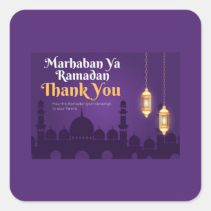 Elegant Ramadan Greetings- Gold Ramadan Kareem Square Sticker