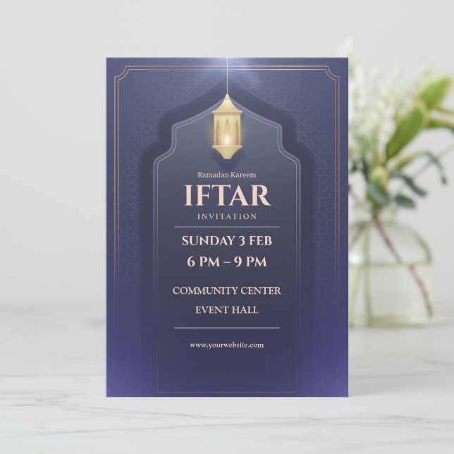 Elegant Ramadan Kareem Iftar Invitation Card  (Standing Front)