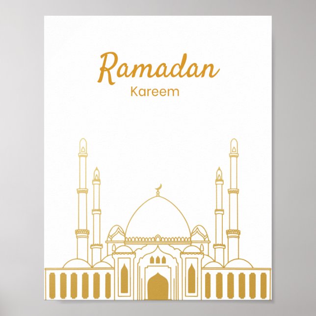 Elegant Ramadan Kareem Mosque Wall Art (Front)