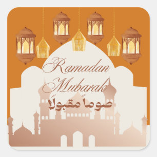 Elegant Ramadan Mubarak Islamic Art Square Sticker