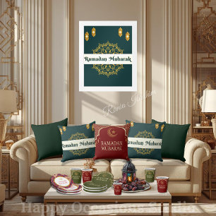 Elegant Ramadan Mubarak Throw Pillow