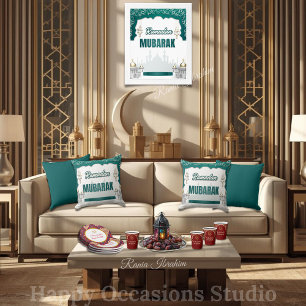 Elegant Ramadan Mubarak Throw Pillow