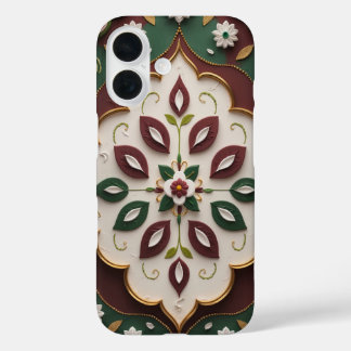 Elegant Rangoli-Inspired Floral Kolam iPhone Case 