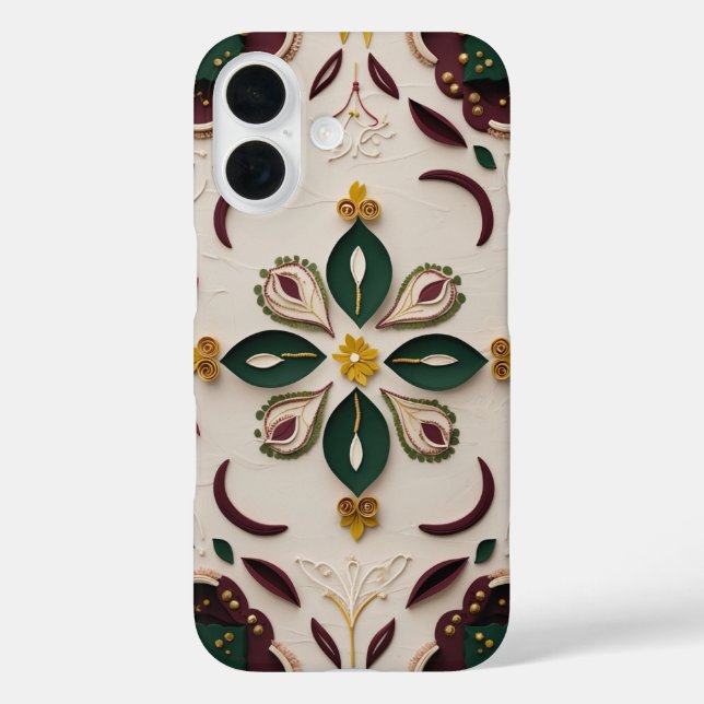 Elegant Rangoli & Kolam Floral iPhone Case (Back)