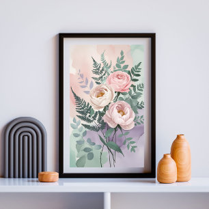 Elegant Ranunculus Bouquet Soft Botanical Wall Poster