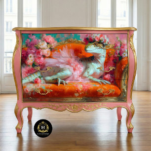 Elegant Raptor in Pink Tutu Floral Couch Decoupage Tissue Paper