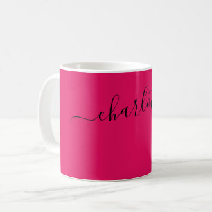 Elegant Raspberry Colour Modern Name Personalised Coffee Mug