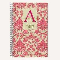 Elegant Raspberry damask inspired patterned Noteb