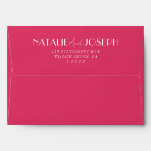 Elegant Raspberry Pink Retro Minimalist Wedding Envelope