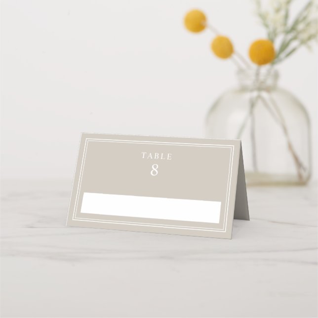 Elegant Raupe Wedding Place Card (Front)