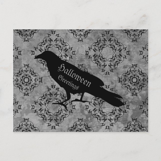 Elegant raven greetings postcard (Front)