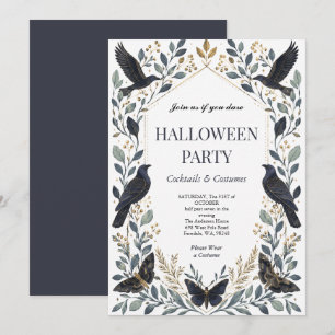 Elegant Raven Halloween Party Invitation