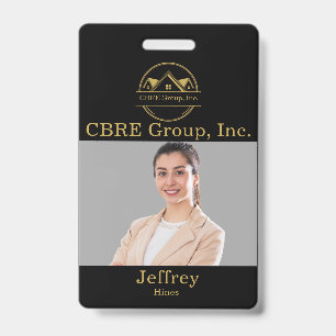 Elegant Real Estate Black and gold custom logo  ID Badge