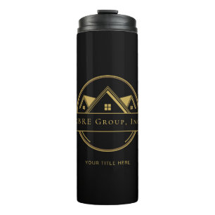 Elegant Real Estate Black and gold custom logo Thermal Tumbler
