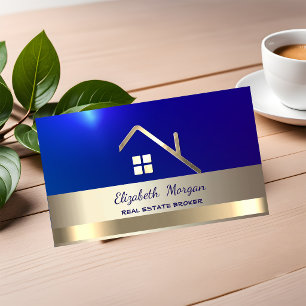 Elegant Real Estate Broker House Gold Roof Business Card