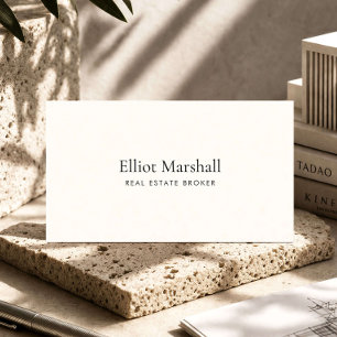 Elegant Real Estate Broker Modern Minimalist Ivory Business Card