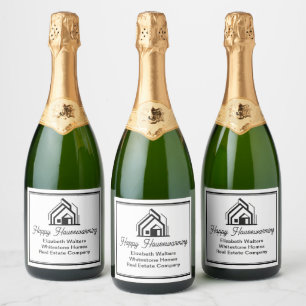 Elegant Real Estate Company Custom Housewarming Sparkling Wine Label